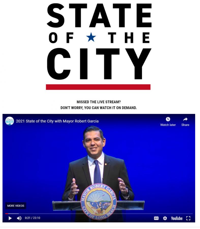 Long Beach Mayor Robert Garcia delivers state of the city remarks.