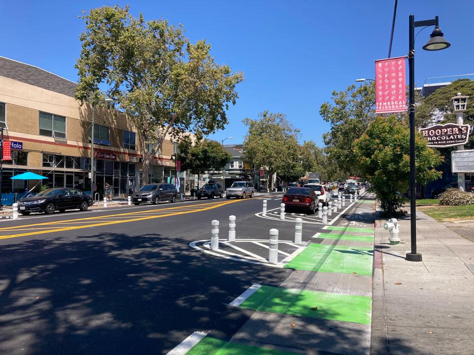 Telegraph Avenue, that begins in the historic downtown district of Oakland, is home to numerous businesses, shops, restaurants and residences, and sees heavy auto, bike and foot traffic daily, making it a center of community life.